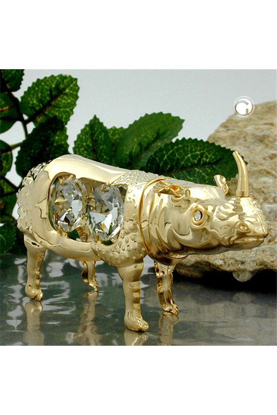 THINOCEROS WITH CRYSTAL ELEMENTS GOLD PLATED