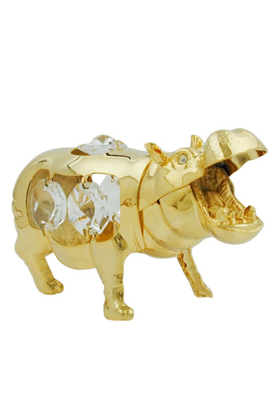 HIPPOPOTAMUS WITH CRYSTAL ELEMENTS GOLD PLATED