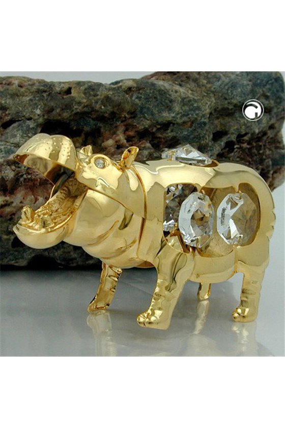 HIPPOPOTAMUS WITH CRYSTAL ELEMENTS GOLD PLATED