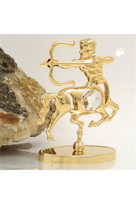 ZODIAC SIGN SAGGITARIUS WITH CRYSTAL ELEMENTS GOLD PLATED