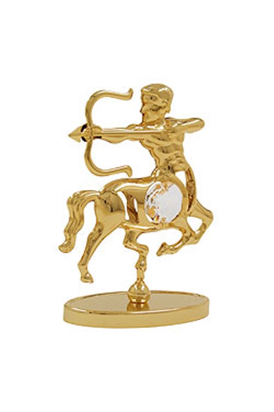 ZODIAC SIGN SAGGITARIUS WITH CRYSTAL ELEMENTS GOLD PLATED