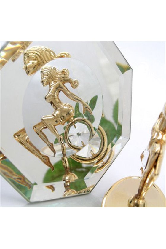 ZODIAC SIGN VIRGO WITH CRYSTAL ELEMENTS GOLD PLATED