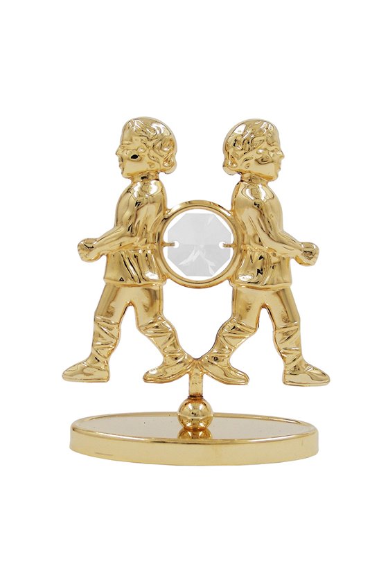 ZODIAC SIGN GEMINI WITH CRYSTAL ELEMENTS GOLD PLATED