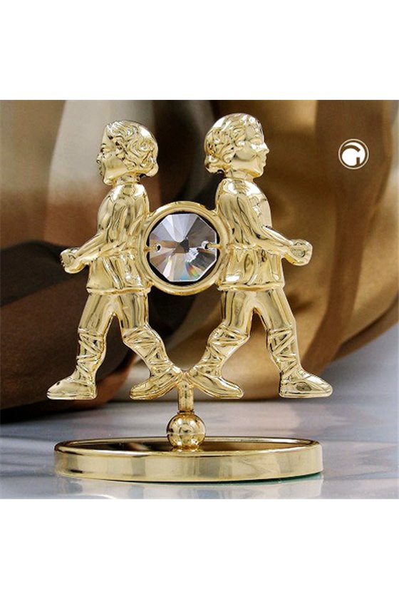 ZODIAC SIGN GEMINI WITH CRYSTAL ELEMENTS GOLD PLATED