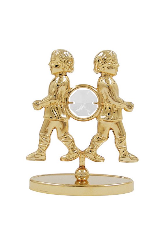 ZODIAC SIGN GEMINI WITH CRYSTAL ELEMENTS GOLD PLATED