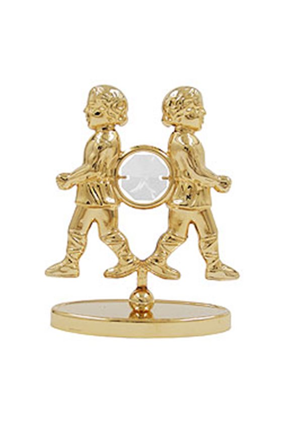 ZODIAC SIGN GEMINI WITH CRYSTAL ELEMENTS GOLD PLATED