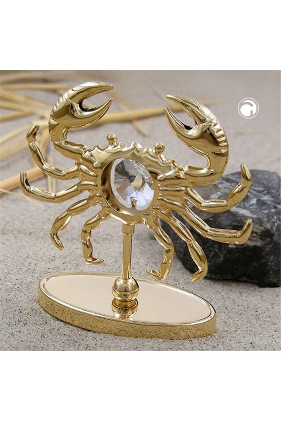 ZODIAC SIGN CANCER WITH CRYSTAL ELEMENTS GOLD PLATED