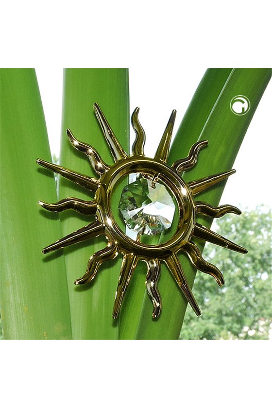 SUNCATCHER SUN WITH CRYSTAL ELEMENTS GOLD PLATED