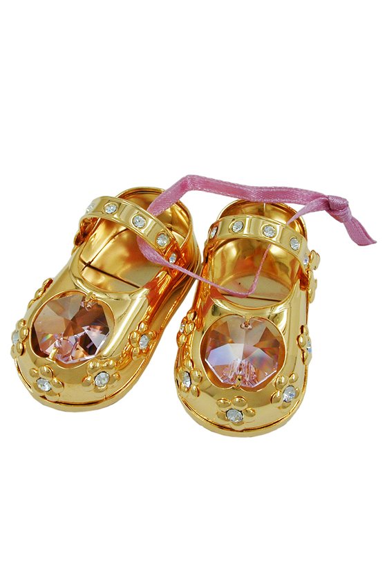 BABYSHOES WITH CRYSTAL ELEMENTS PINK GOLD PLATED