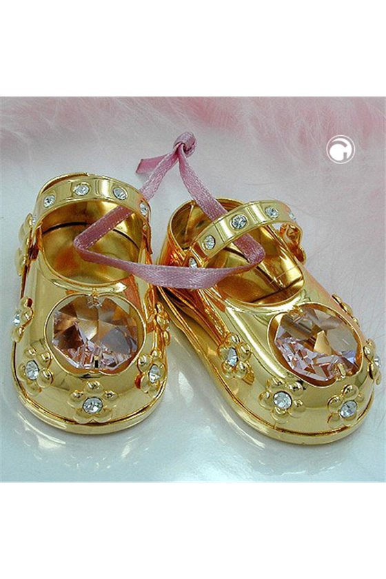 BABYSHOES WITH CRYSTAL ELEMENTS PINK GOLD PLATED