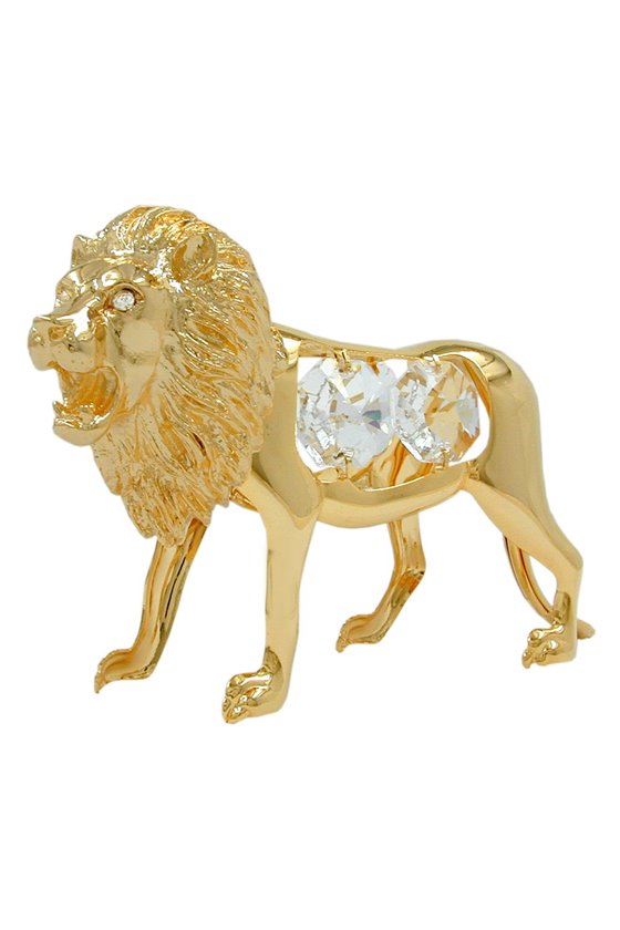 LION WITH CRYSTAL ELEMENTS GOLD PLATED