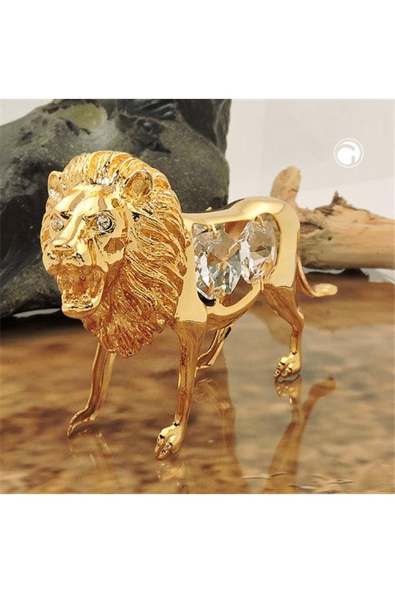 LION WITH CRYSTAL ELEMENTS GOLD PLATED