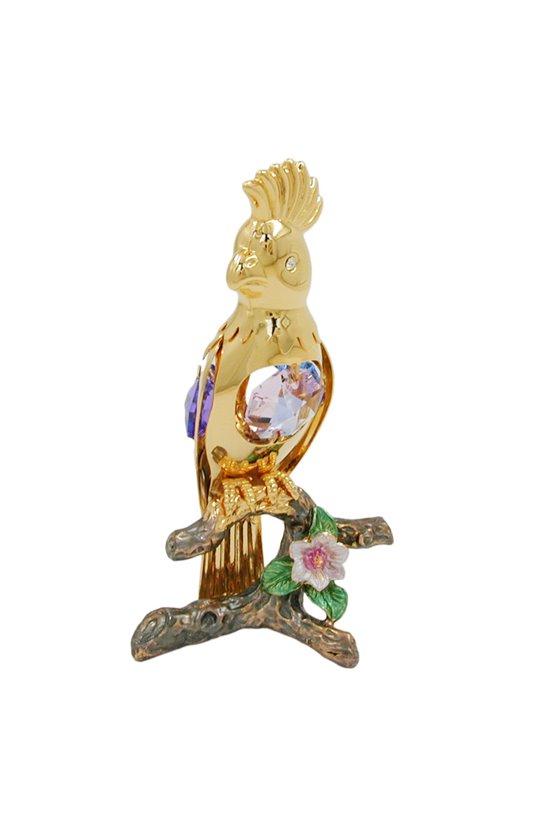PAPAGEI WITH CRYSTAL ELEMENTS GOLD PLATED