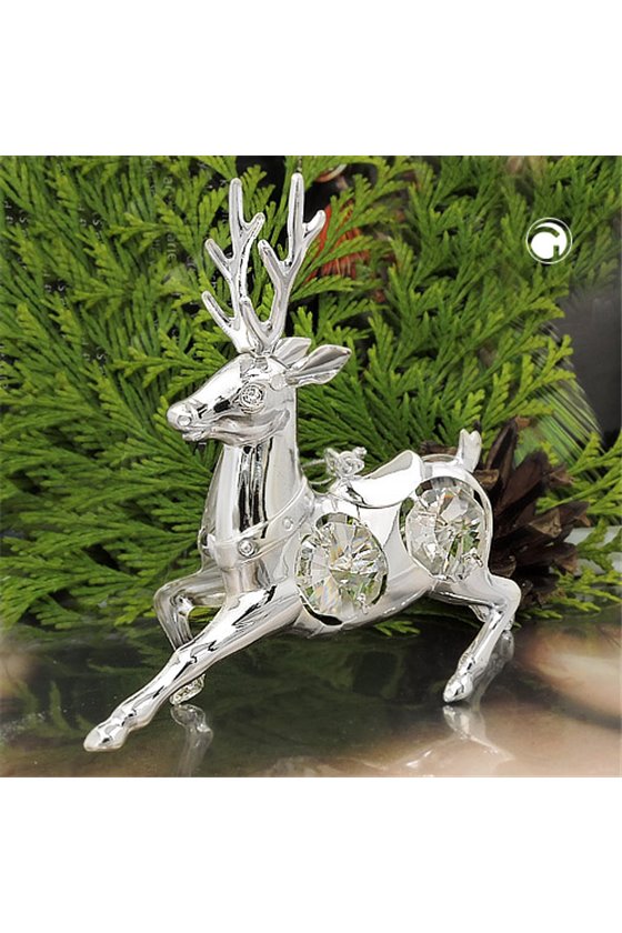 HANGING DECORATION DEER WITH CRYSTAL ELEMENTS SILVER PLATED