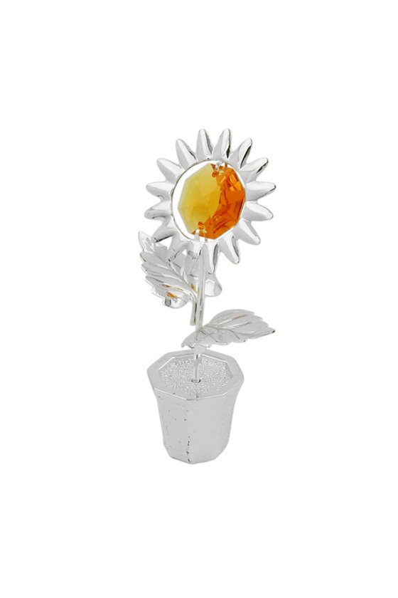 SUNFLOWER WITH CRYSTAL ELEMENTS SILVER PLATED