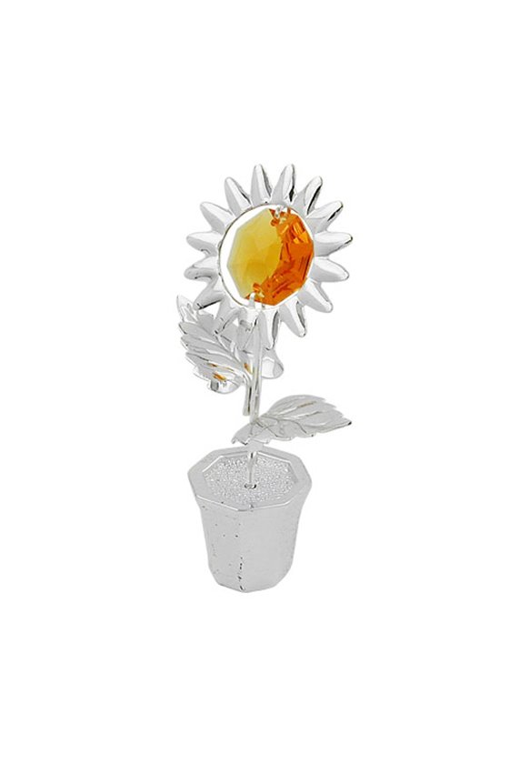 SUNFLOWER WITH CRYSTAL ELEMENTS SILVER PLATED