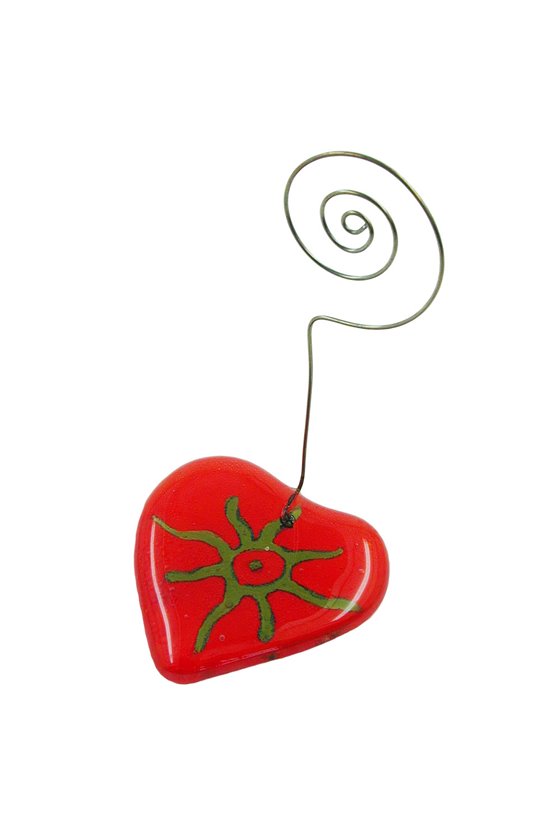 MEMO HOLDER HEART ORANGE GREEN