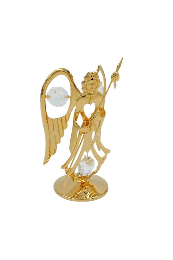 ANGEL WITH SPEAR WITH CRYSTAL ELEMENTS GOLD PLATED