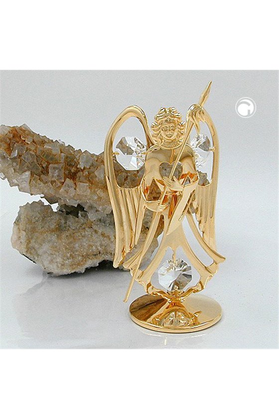 ANGEL WITH SPEAR WITH CRYSTAL ELEMENTS GOLD PLATED