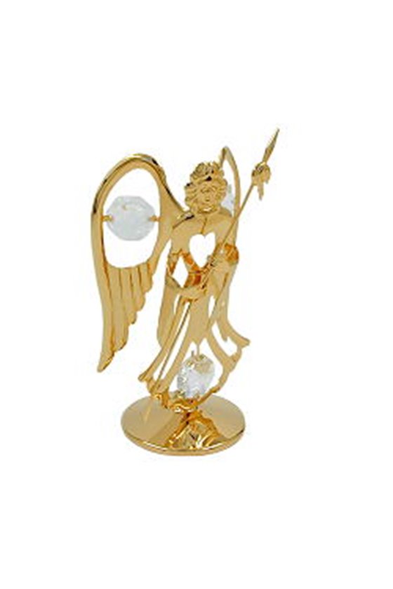 ANGEL WITH SPEAR WITH CRYSTAL ELEMENTS GOLD PLATED