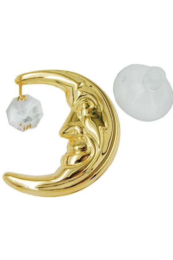 SUNCATCHER MOON WITH CRYSTAL ELEMENTS GOLD PLATED