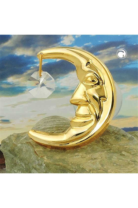 SUNCATCHER MOON WITH CRYSTAL ELEMENTS GOLD PLATED