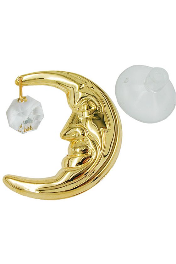 SUNCATCHER MOON WITH CRYSTAL ELEMENTS GOLD PLATED
