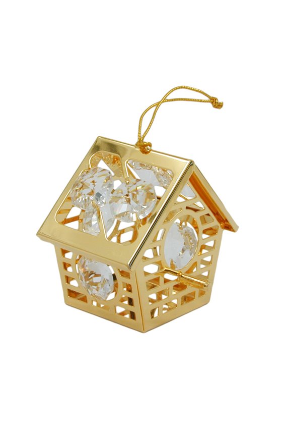 BIRD HOUSE WITH CRYSTAL ELEMENTS GOLD PLATED