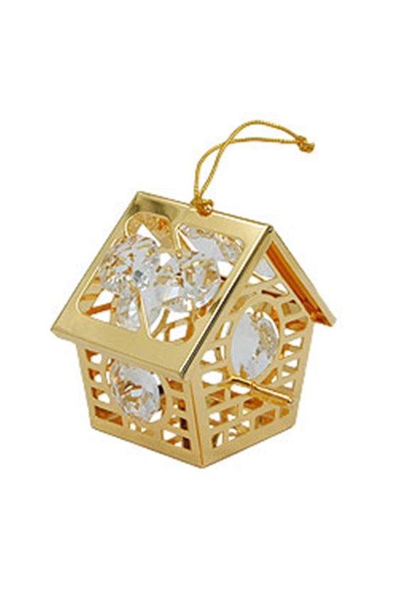 BIRD HOUSE WITH CRYSTAL ELEMENTS GOLD PLATED