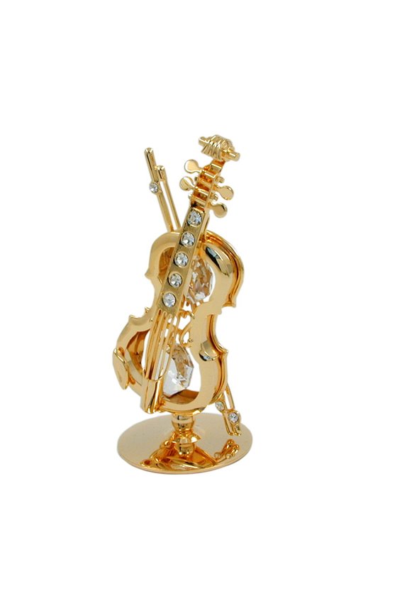 VIOLIN WITH CRYSTAL ELEMENTS GOLD PLATED