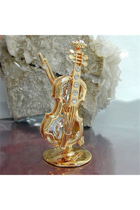 VIOLIN WITH CRYSTAL ELEMENTS GOLD PLATED