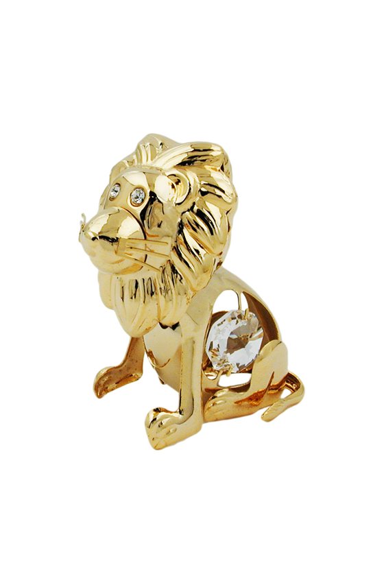 LION WITH CRYSTAL ELEMENTS GOLD PLATED