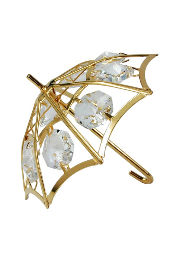 UMBRELLA WITH CRYSTAL ELEMENTS GOLD PLATED