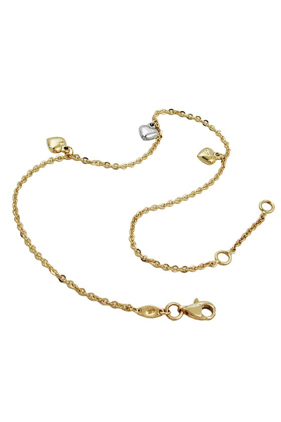ANKLE CHAIN 3 HEARTS 9K GOLD 25CM