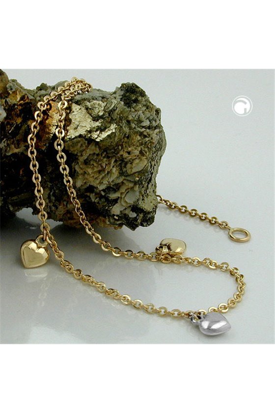 ANKLE CHAIN 3 HEARTS 9K GOLD 25CM