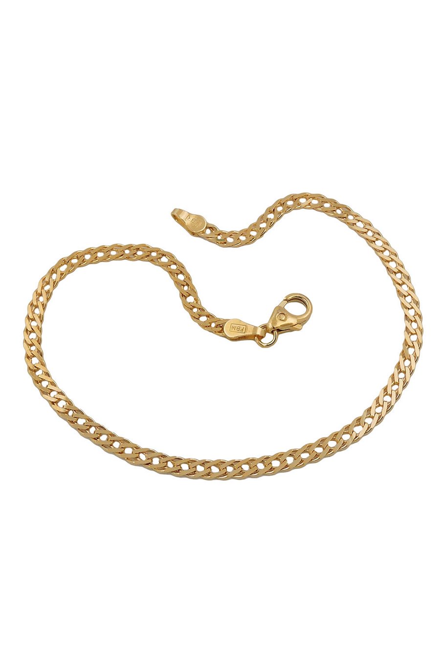 BRACELET 19CM TWIN CURB CHAIN 14K GOLD