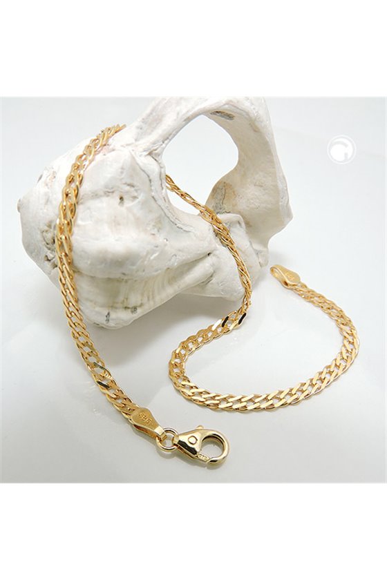 BRACELET 19CM TWIN CURB CHAIN 14K GOLD