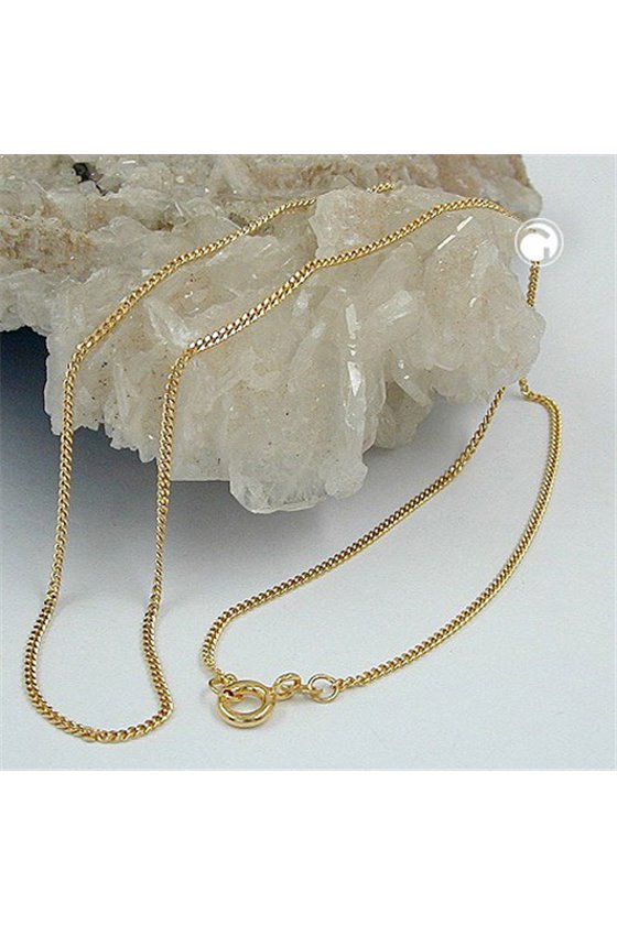 NECKLACE CURB CHAIN 2X DIAMOND CUT 9K GOLD 45CM