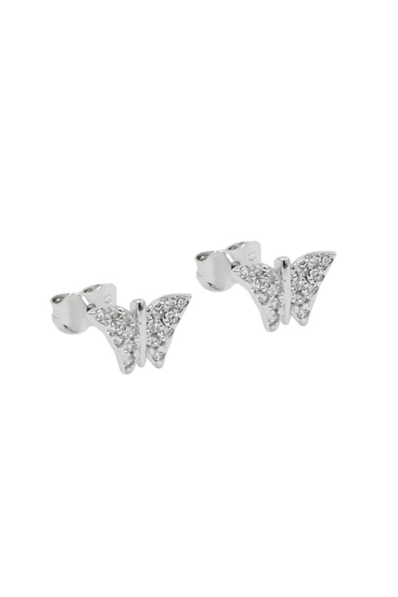 EARRINGS STUDS BUTTERFLY 9K WHITE GOLD