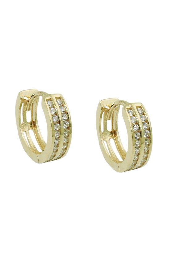 HOOP EARRINGS 12MM ZIRCONIAS 9K GOLD