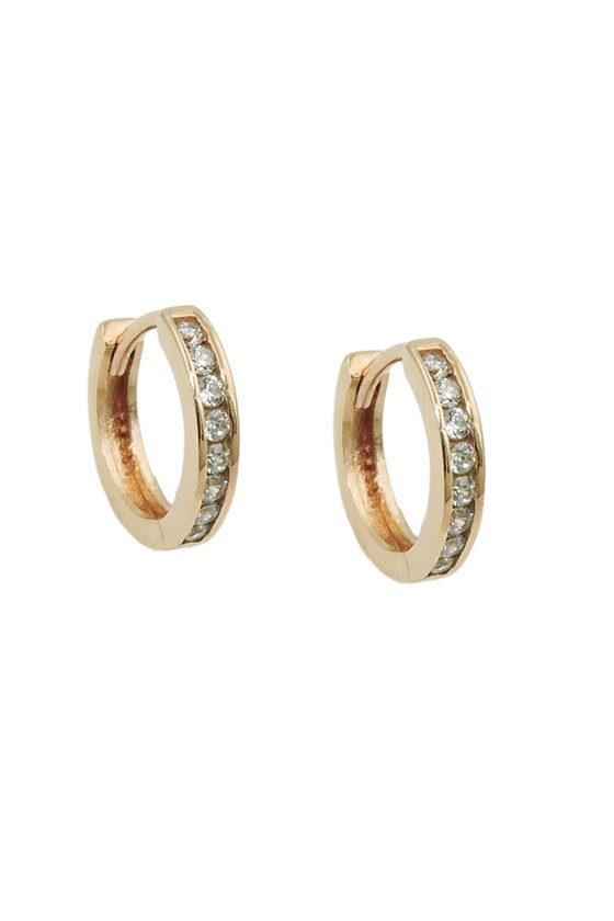 HOOP EARRINGS 11MM ZIRCONIAS 9K GOLD