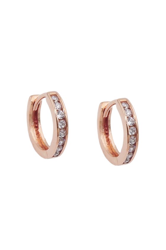 HOOP EARRINGS 11MM ZIRCONIAS 9K REDGOLD