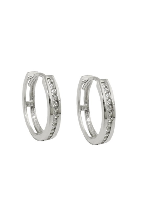 HOOP EARRINGS ZIRCONIAS 9K WHITE GOLD