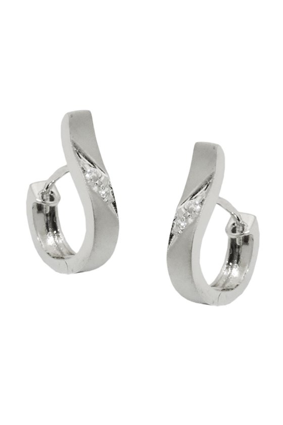 HOOP EARRINGS ZIRCONIAS 9K WHITE GOLD