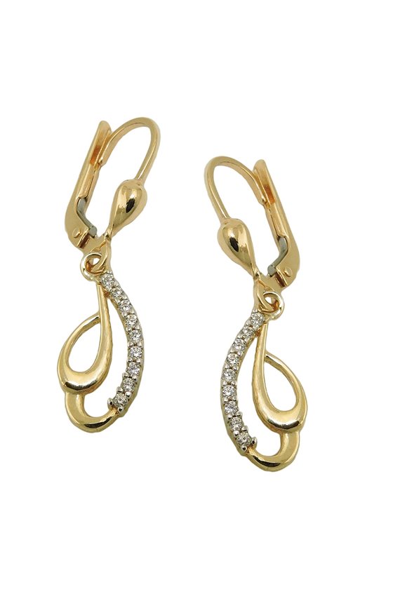 LEVERBACK EARRINGS ZIRCONIAS 9K GOLD