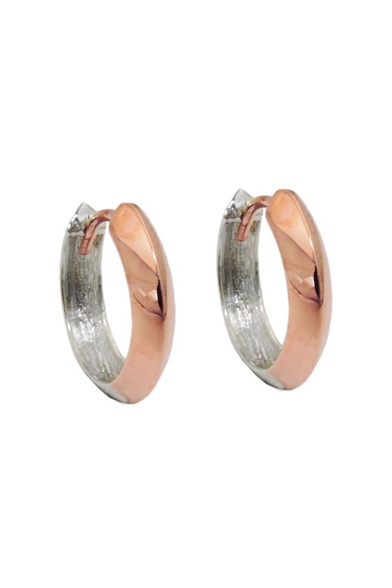 HOOP EARRINGS TWO TONE 9K RED WHITE GOLD