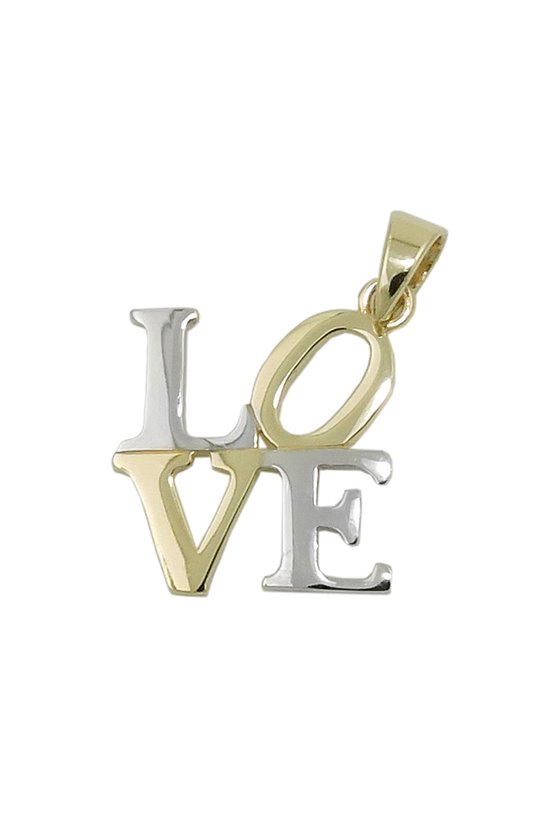 PENDANT LOVE TWO TONE 9K GOLD