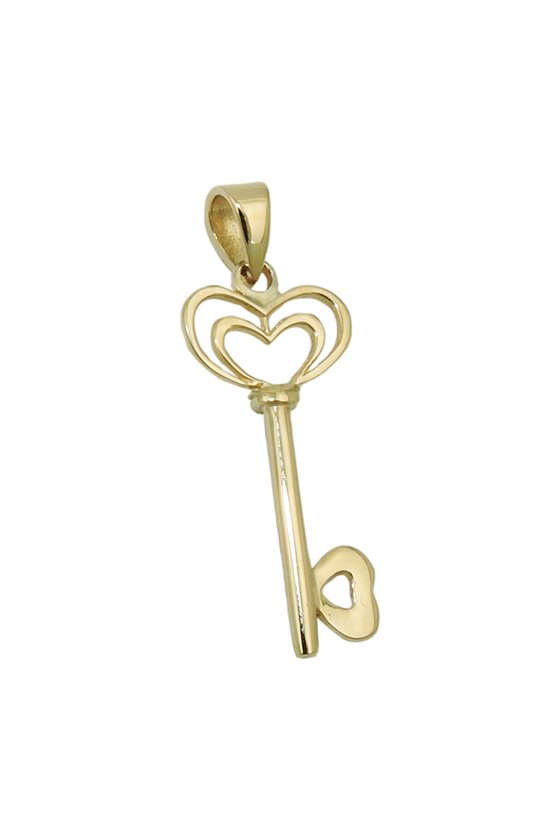 PENDANT HEART AND KEY 9K GOLD
