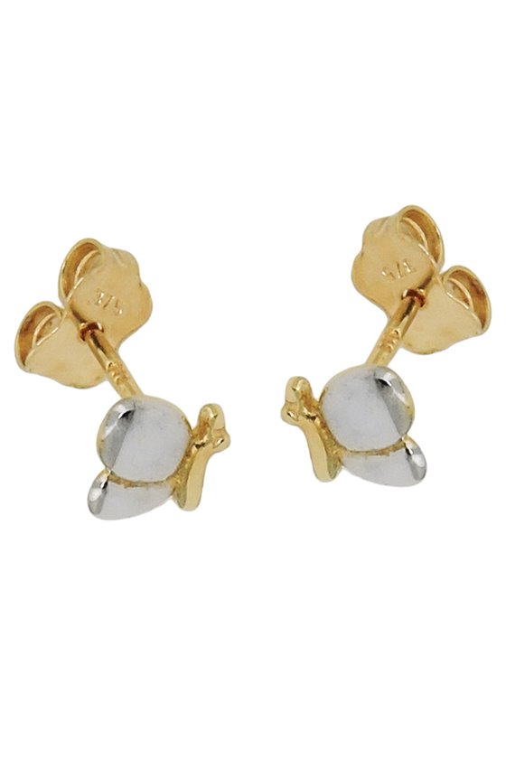 STUD EARRINGS BUTTERFLY BICOLOR 9K GOLD