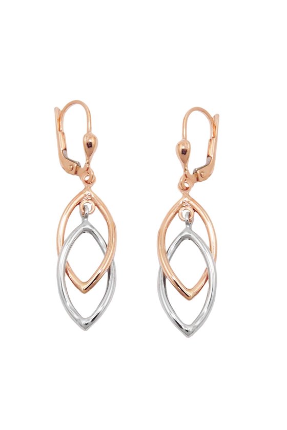 LEVERBACK EARRINGS TWO TONE 9K REDGOLD